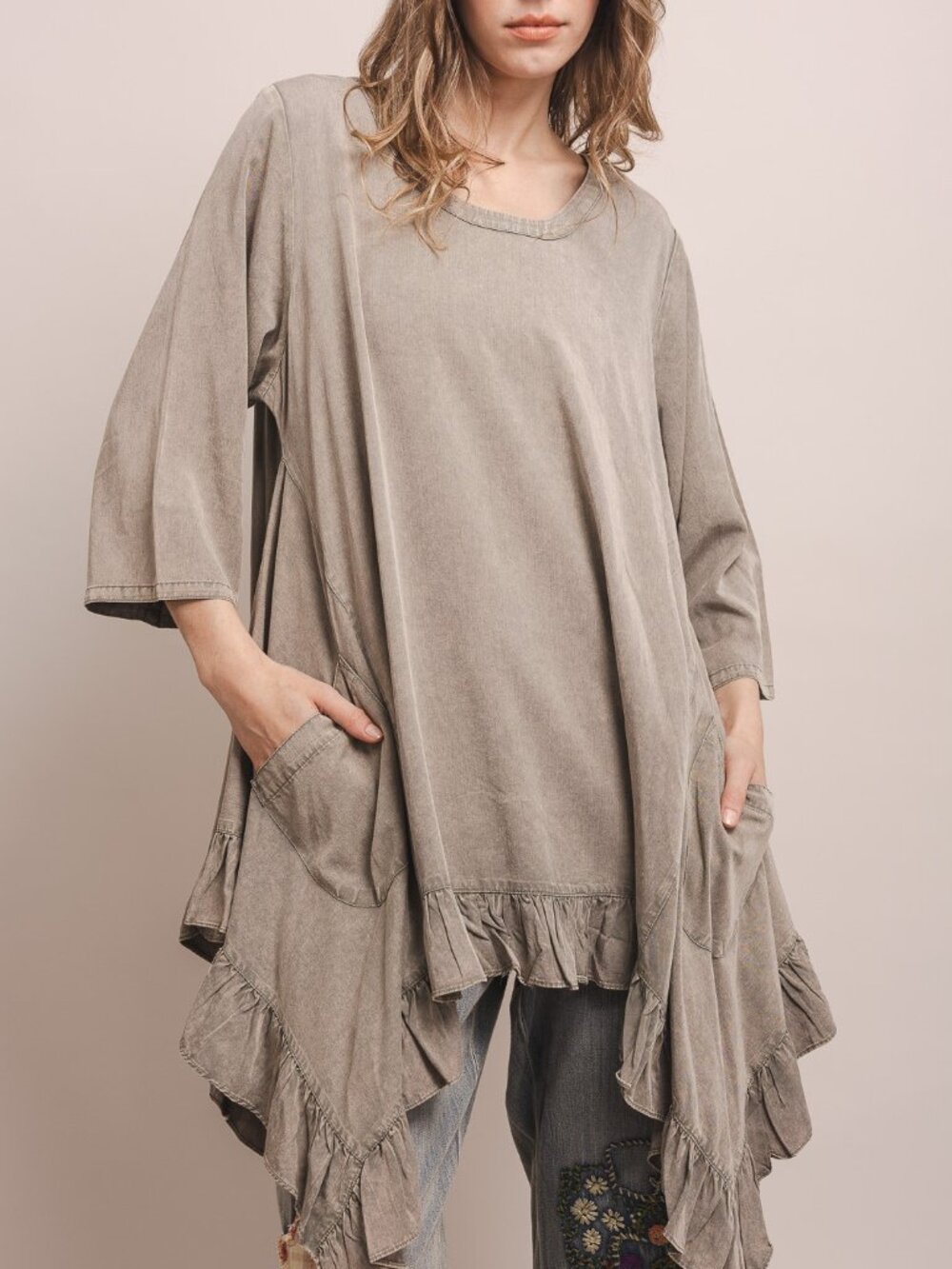 Blue Velvet Hi Lo Oversize Tunic